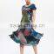 Wholesale chromatic wrinkle clothing slimming A-line dress for lady
