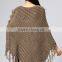 cable knitted ponchos women faux fur poncho rabbit fur ponchos