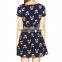 Trade Assurance Yihao Ladies Spring Summer Cat Printed Casual Dress Women 2015