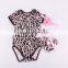 Infant baby outfits baby romper+matching shoes+headband three piece sets kids clothing suits