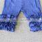 Hot sale kids girl denim ruffle icing capris boutique baby children girl leggings capri