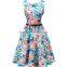 onen 2017 Europe style floral printed chiffon ladies summer dresses