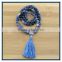 Wholesale price mala prayer beaded blue snowflake gemstone tassel necklace