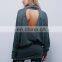 High quality long sleeve open back tunic dress, ladies terry dress,manufacture dress