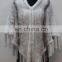knitted mink fur cape mink fur poncho with tassel design European style