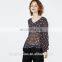 2016 Baiyimo summer sexy women see through blouses fashion V neck long sleeve printed shirt