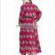 9063# Clothes Women Ladies Elegant Flower Printed Chiffon Dresses Long Sleeve Maxi Dress Wholesale Plus Size Clothing