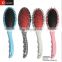 Blue color paddle brush, plastic round cushion hair brush