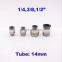 10pcs a lot 14mm 3/8 1/2 inch BSP straight pneumatic pu hose tube air valve fitting brass PC One touch solenoid valve connector