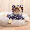 Striped pet puppy dog t-shirt hoodie Bully corgis clothes pet dog clothing with small ears