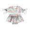 Floral pattern flower printing  soft bright  jumpsuit girl baby rompers