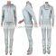 Custom logo Women knitted zip up hoodie and stacked 2 piece stacked legging outfit sets