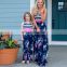 black white strip Mother daughter dresses Sleeveless Floral Long Dress Mother and daughter clothes Mom and daughter dress