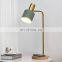 Creative Personality Adjustable Green Lampshade Desk Lamp Wireless Mobile Phone Charging Table Lamp with Wooden Base
