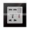 Universal 5 pin Wall Socket Gold/Red/Blcak Tempered Glass Panel 86*86mm Socketes and Switches Electrical 16A