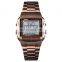 Skmei 1381 Wholesale Price Square Gold Digital Men Watch Stainless Steel 5 ATM Waterproof
