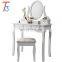 White Dressing Table Set Wooden Makeup Desk With Mirror Drawer Stool Bedroom