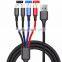 Wholesale 4 in 1 USB Type C Cable Nylon Braid Multiple Micro Type-c USB Charging Data Cable for Iphone