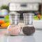 Glass Salt and Pepper Shakers Salt & Pepper Mill Pair set of 2pcs round bottle brushed stainless steel pepper and salt grinder