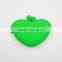 Fashion Green Heart Silicone Coin Wallet with Metal Clips on Side Pocket Shaped Wallet