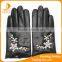 Ladies fashion leather gloves short style leather gloves with diamond
