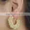 Indian Ethnic White Pearl Bali Hoop Earrings Jhumki