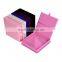 Luxury pink gatefold silk wedding invitation box with brooch