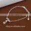 2015 Wholesale hanging crystal charm silver handmade anklet