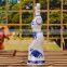 The traditional blue and white ceramic wine bottle