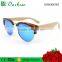 High quality good sale round polarized plastic bamboo sunglasses with 100% natural bamboo temple
