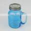 Colorful 3 sizes Glass Mason Jar with Handle
