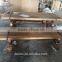 New design restaurant wooden set ornamental iron industrial table