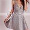 Crepe A-line spaghetti strap sexy women evening dress