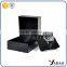 Custom luxury cosmetic pu leather Hinge box Large Fancy Black Leather Watch Box