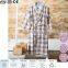 brown white grid latest women ladies cotton front open nightwear oem