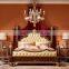 Exquisite Wooden Four Posted King Size Bed, Hand Painting Four-Poster Bed With Night Stand, Wood Carved Bedroom Furniture