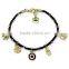 gold evil eye fatima hand peace sign four leaf clover elephant charms bracelet wax cord handwoven friendship bracelet luck charm