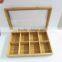 2017 Wholesale bamboo tea bag box with PVC lid