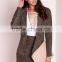 New Arrival Lady Khaki Faux Suede Office Uniform Blazer