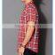 Short Sleeve Latest Shirt Red Plaid Designs for Men