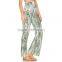 Green tie dye flare pants boho ladies bell bottom trousers cutting