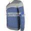 ISO9001/BSCI Manufature blue v-neck striped design wool sweater