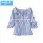 Wholesale Womens 100% Cotton Long sleeve Strip Oxford Blouse