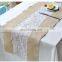 Classical Handmade Linen With Lace Burlap Table Runner