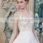 ED Fashion V Neck See Through Back Beaded Appliqued Long Chiffon Wedding Dress
