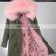 2016 newest real fox fur parka for women brand military winter parka Fur Lined Parka
