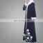OEM China Muslim Women Abaya Navy Blue Front Open Maxi Dress With Beautiful Flower