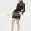ladies formal wear women long sleeve black pelpum lace turtleneck dresses