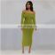Autumn Winter Knitted Women Solid Slim Plus Size Long Pullovers Knitting Sweater Dress