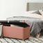 Excellent indoor pink  linen long bench stool furniture bench wlit legs